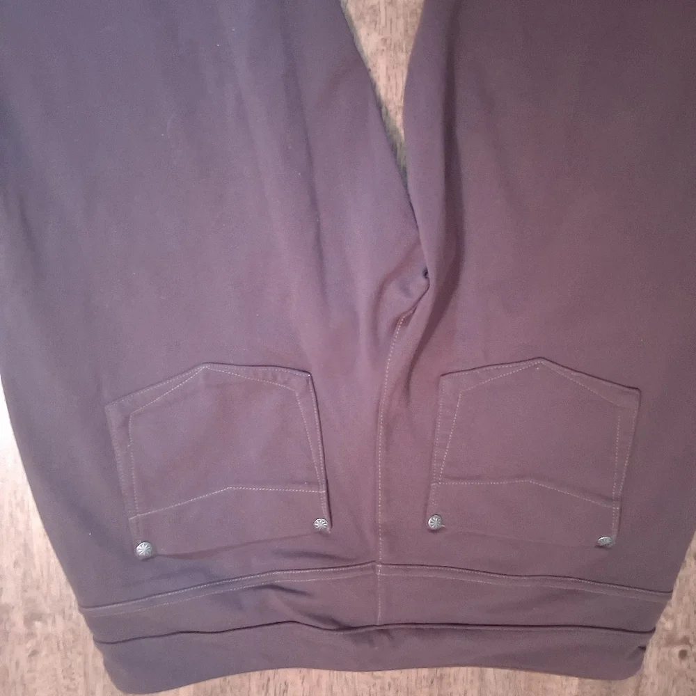 Athleta Brown Pull On Flare Leg Elastic Waist Strech Pants MT - Picture 7 of 7